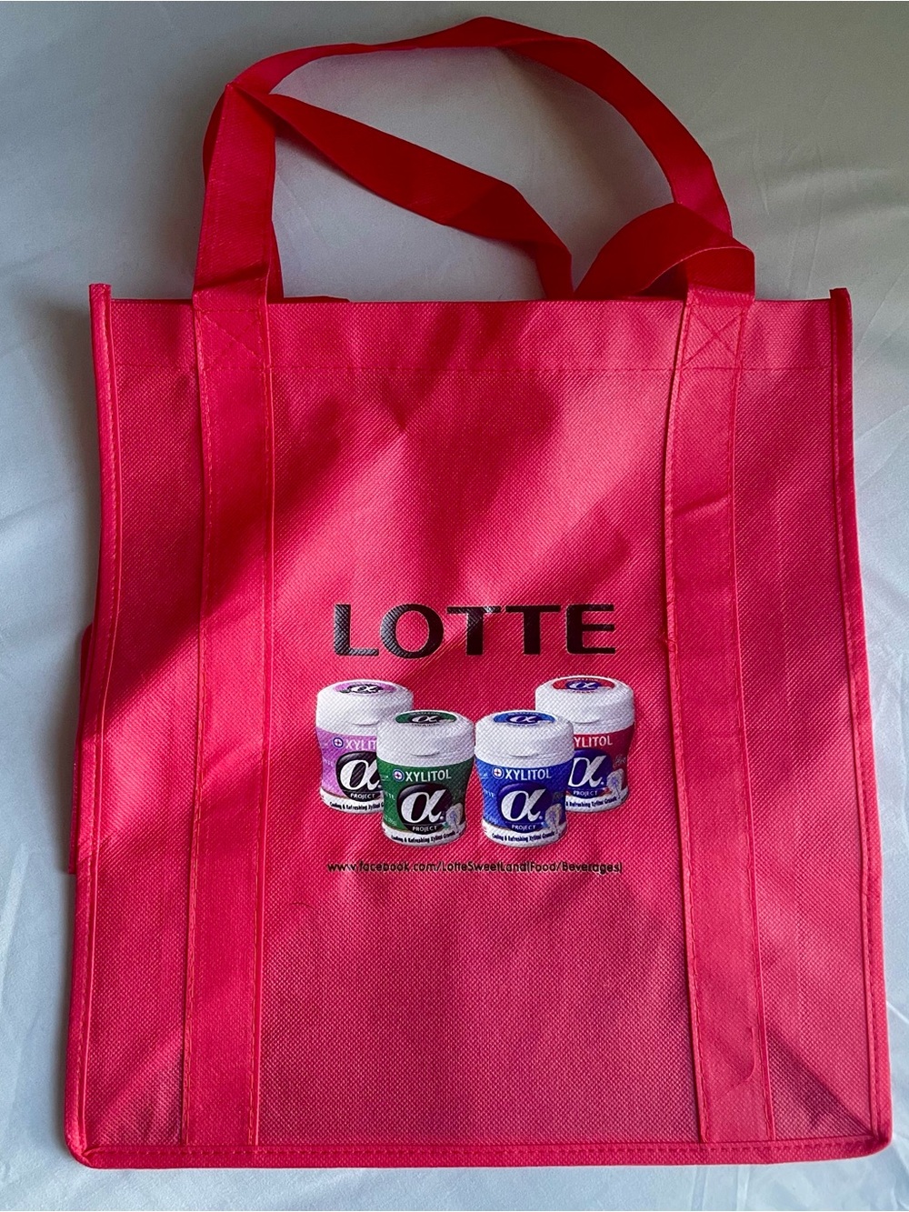 Reusable Red Tote Bag Lotte Xylitol Gum Shopping Grocery